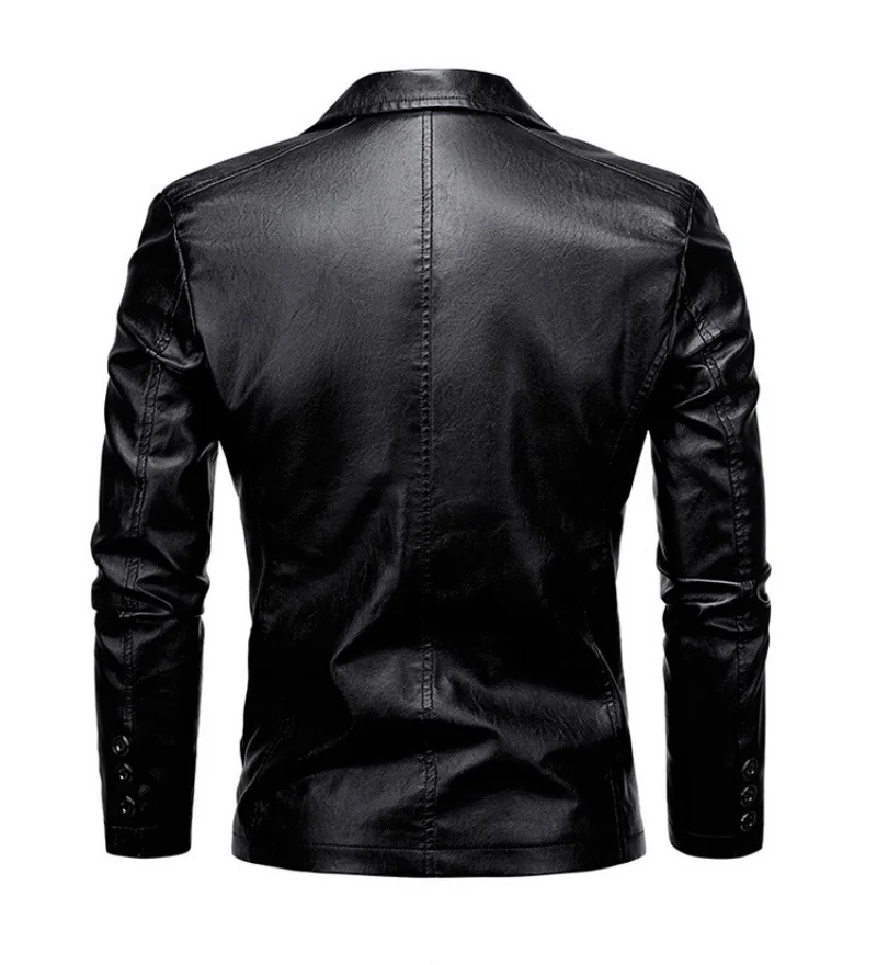Men's Slim-Fit Lapel Leather Jacket Versatile PU Small Suit Men's Lapel Jacket New Arrivals