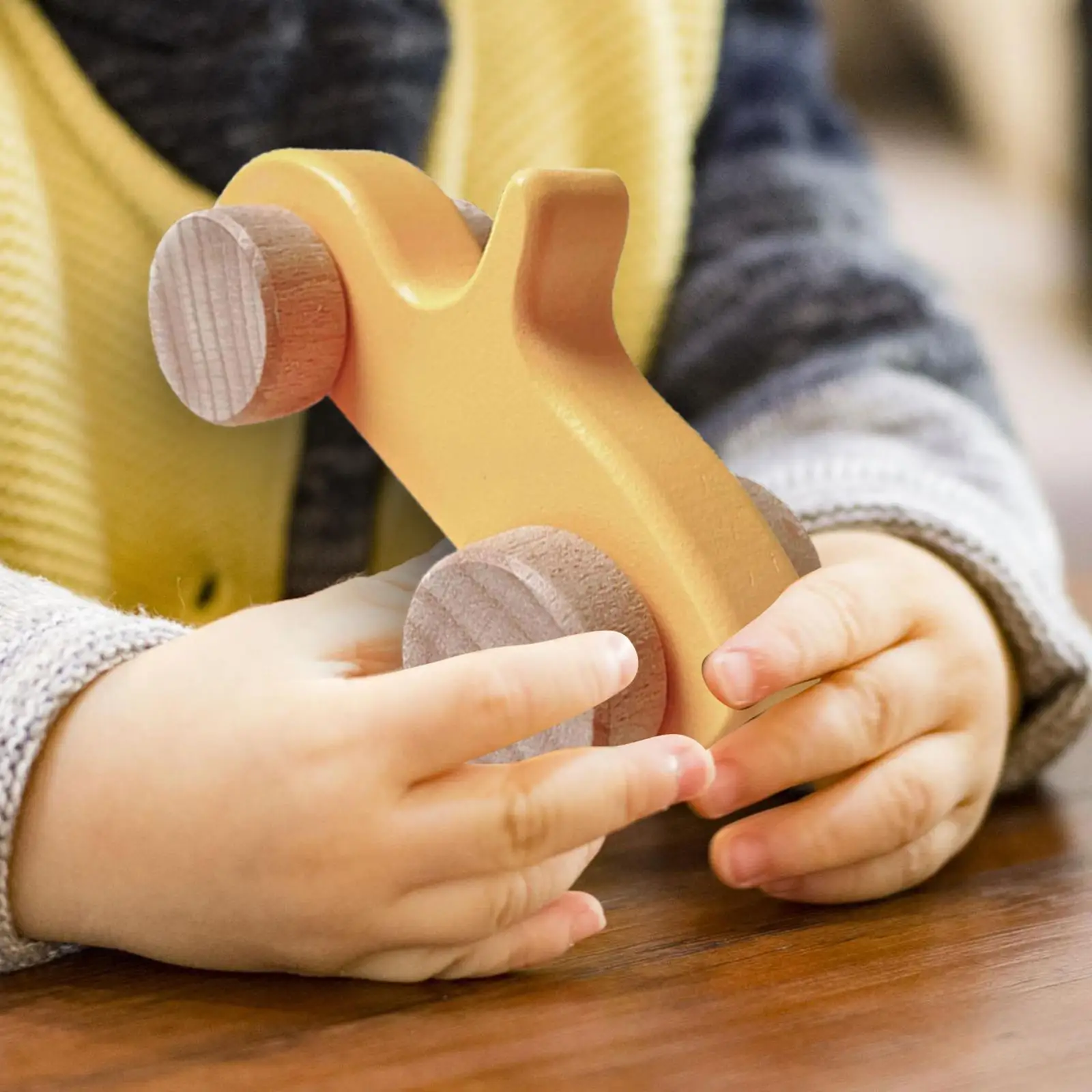 Vehículos de madera lisos Montessori juguetes vehículos de juguete de madera para niños pequeños