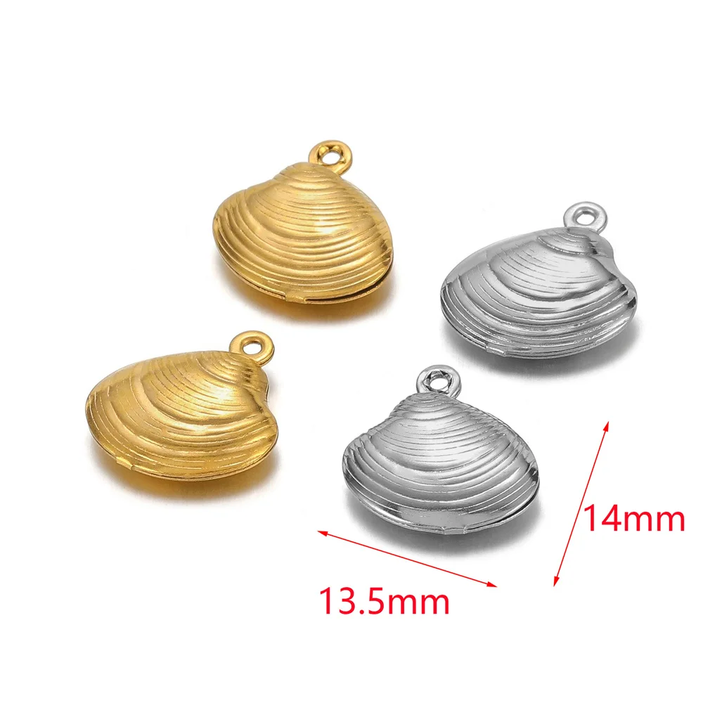 20Pcs/lot Stainless Steel Shell Charms Gold Color Pendants Jewelry Diy Material Accessories Earring Bracelets Floating