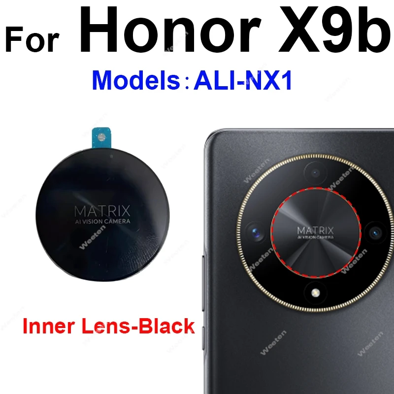 Vetro dell\'obiettivo della fotocamera posteriore per Honor X9b ALI-NX1 obiettivo in vetro della fotocamera posteriore con adesivo adesivo parti di