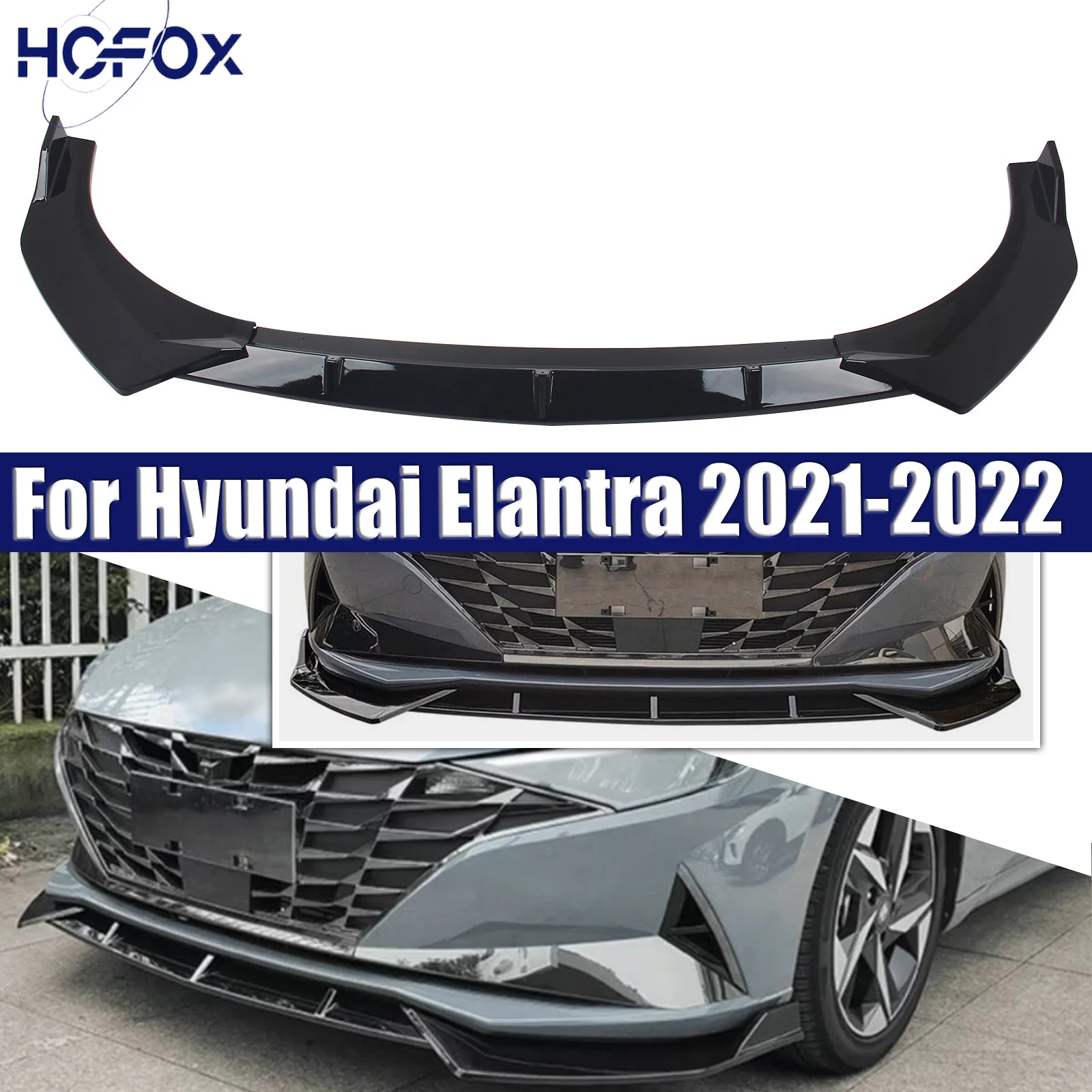 

For Hyundai Elantra 2021-2022 Front Bumper Spoiler Lip Splitter Diffuser Lower Guard Protective BodyKits Tuning