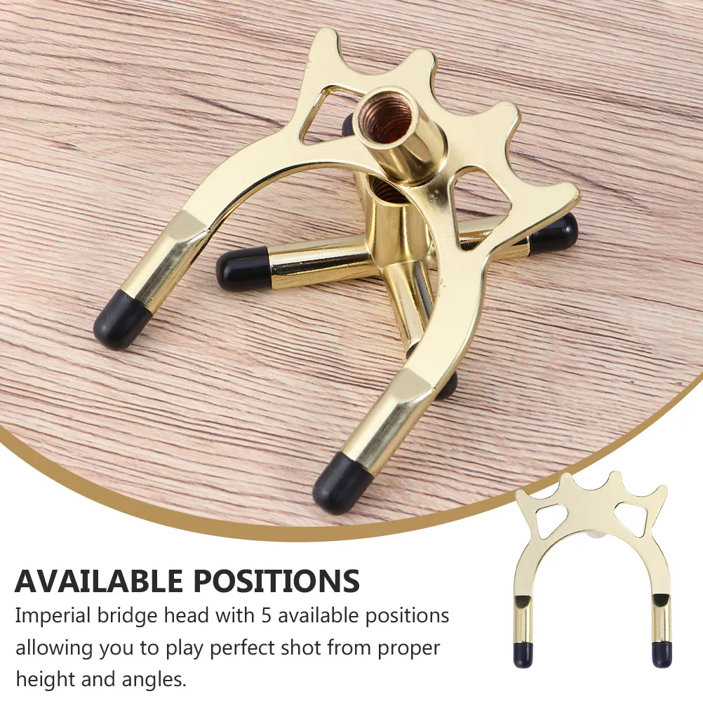 

Metal Pool Cue Bridge Head Bracket for Most Sticks 5 Positions High Clearance Portable Design Luxurious Brass Look Billiard