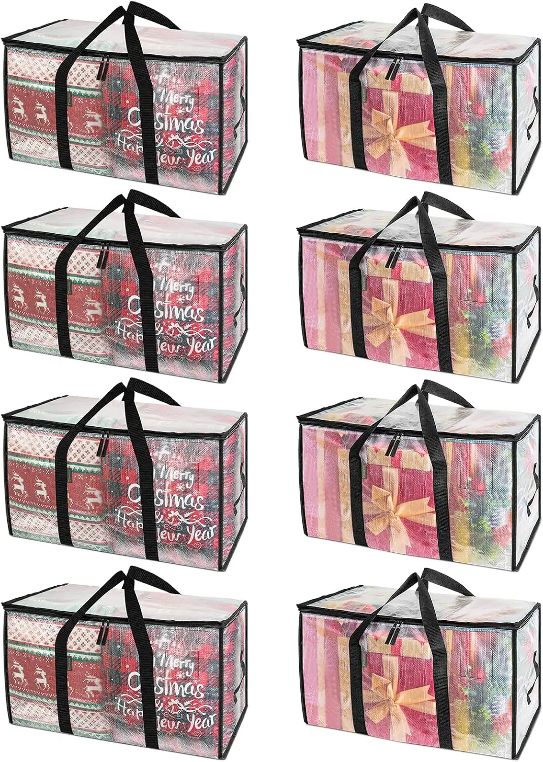 

8-Pack Heavy-Duty Clear Moving Bags with Reinforced Handles for Clothes and Storage Supplies