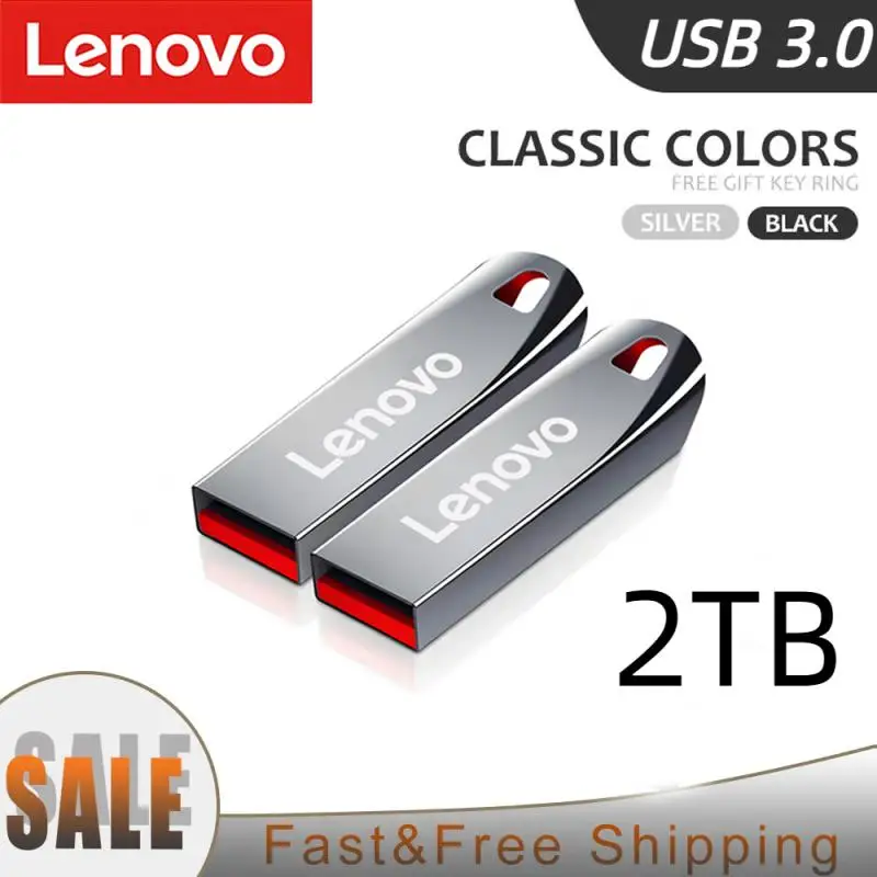 Lenovo Flash Drives 3.0 2TB Metal High Speed Pendrive 1TB 128GB Portable Drive Waterproof Memoria Usb Flash Disk TYPE-C Adapter