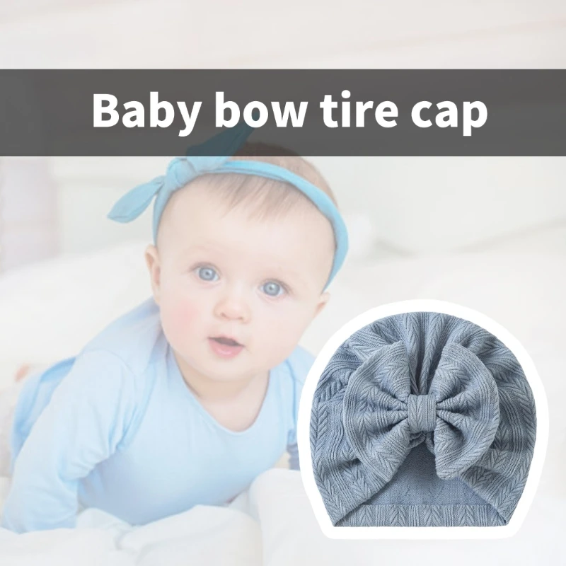 Infant Knit Caps with Bowknot Comfortable Stretchable Baby Hat Unisex Baby Hat Stylish for Boy & Girls Age 0-24 Month