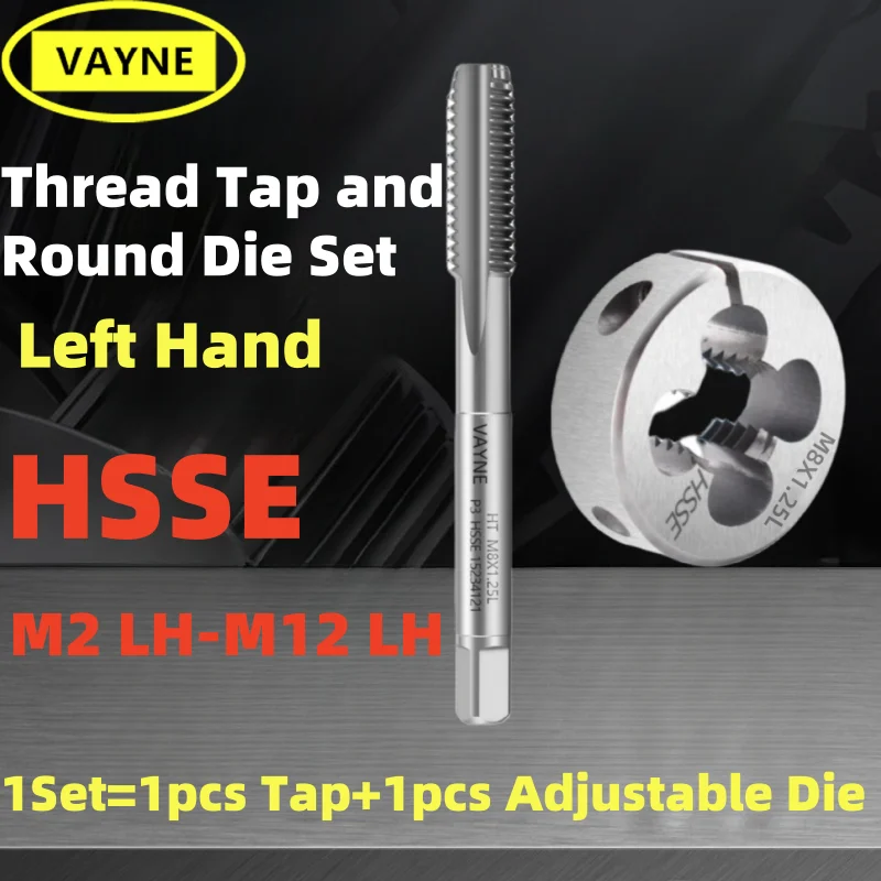 

1Set HSSE Metric Left Hand Screw Hand Tap and Adjustable Round Die Set Fine Thread Dies Taps Suit M1M2M3M4M5M6M7M8M9M10M12