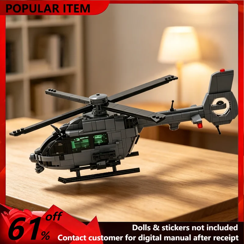 818-pezzi-moc-modello-di-elicottero-militare-blocchi-da-costruzione-aereo-moderno-dell'esercito-espositore-da-scrivania-regalo-fai-da-te-per-adulti