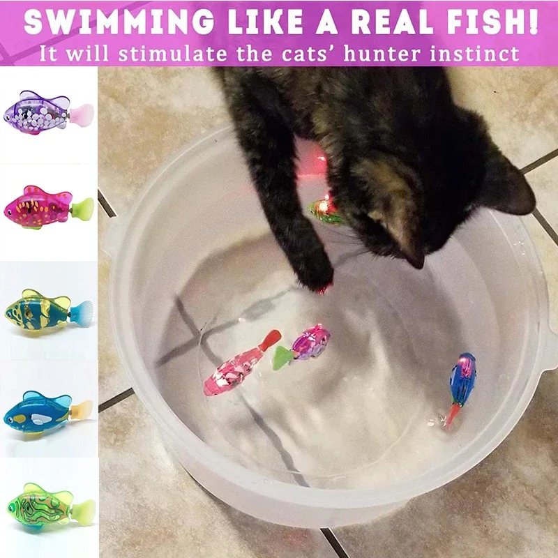 

Pet Cat Toy LED Interactive Swimming Robot Fish Toy for Cat Glowing Electric Fish Toy To Stimulate Pet's Hunter Instincts