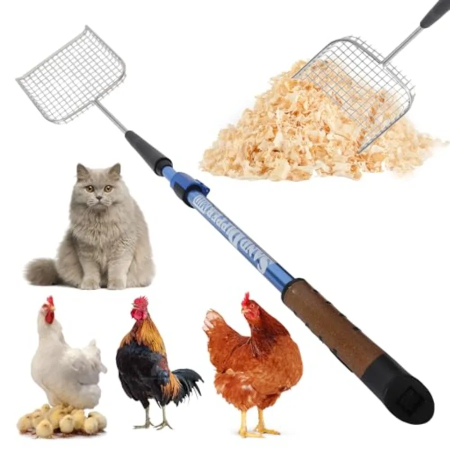 

Cat Poop er and Chicken Poop er Rugged Big " Square Stainless Steel Long Handle for Home Kitty Litter and Farm Chicken Coop er