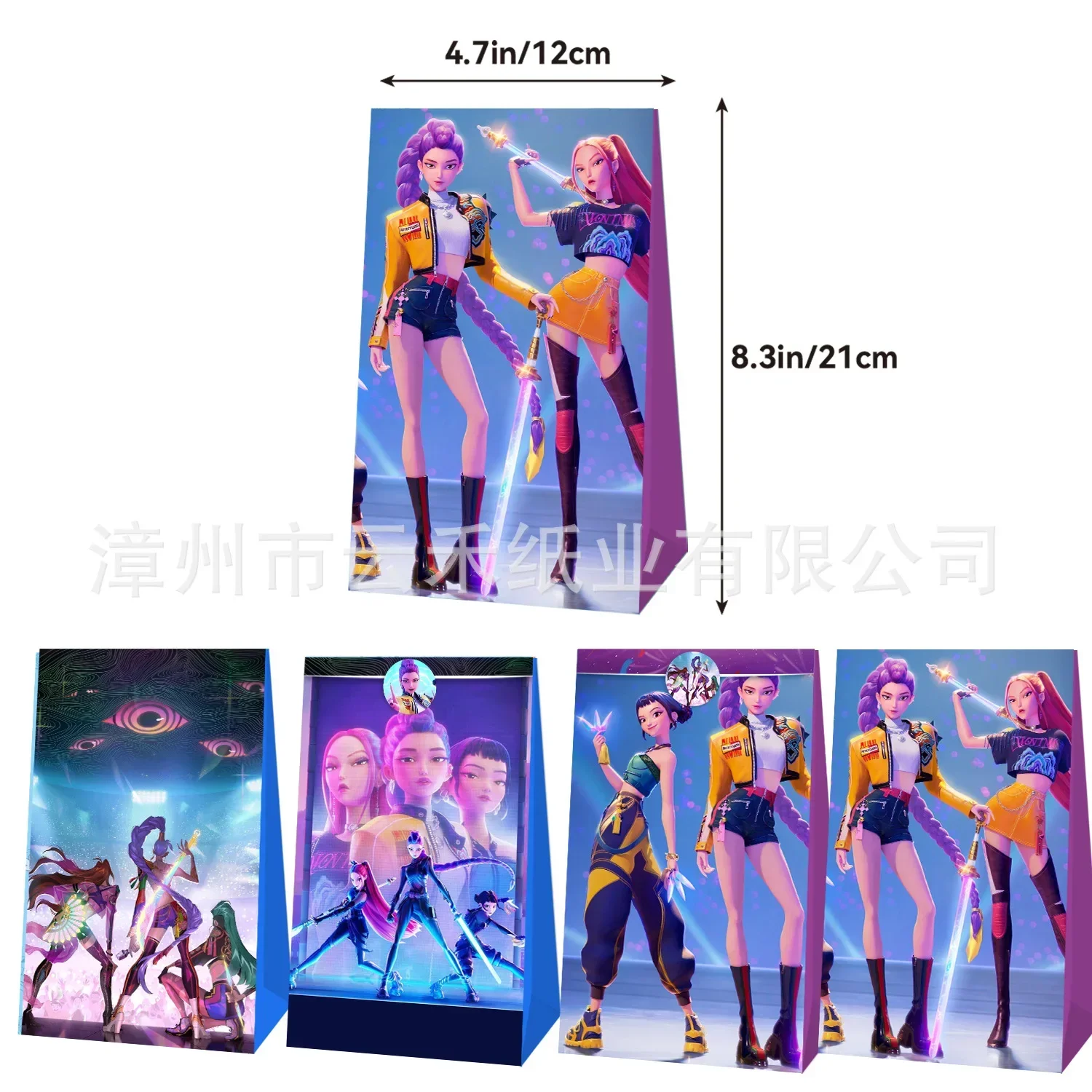 12 Stuks Set Kpop Demon Hunters Snoep Papieren Zak Gift Bag Cartoon Rumi Mira Zoey Figuur Handtas Kinderen Verjaardagscadeaupapier zakje