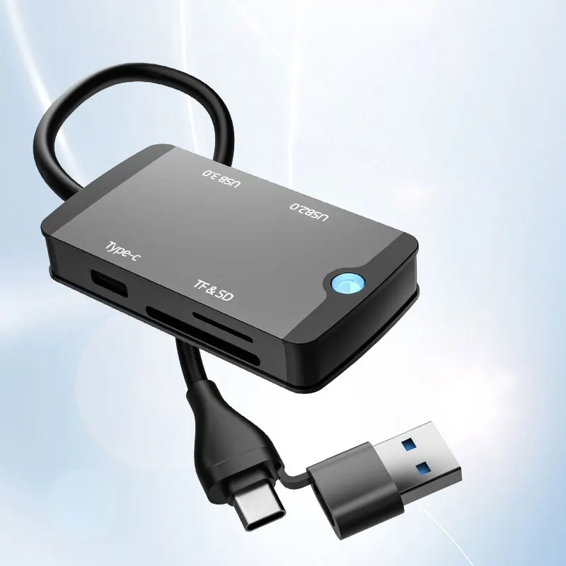 Podwójny Adapter Hub USB typu C rozdzielacz USB 2.0/3.0 TF czytnik kart SD obsługi interfejsu słuchawek typu C dla Tablet z funkcją telefonu mobilnych