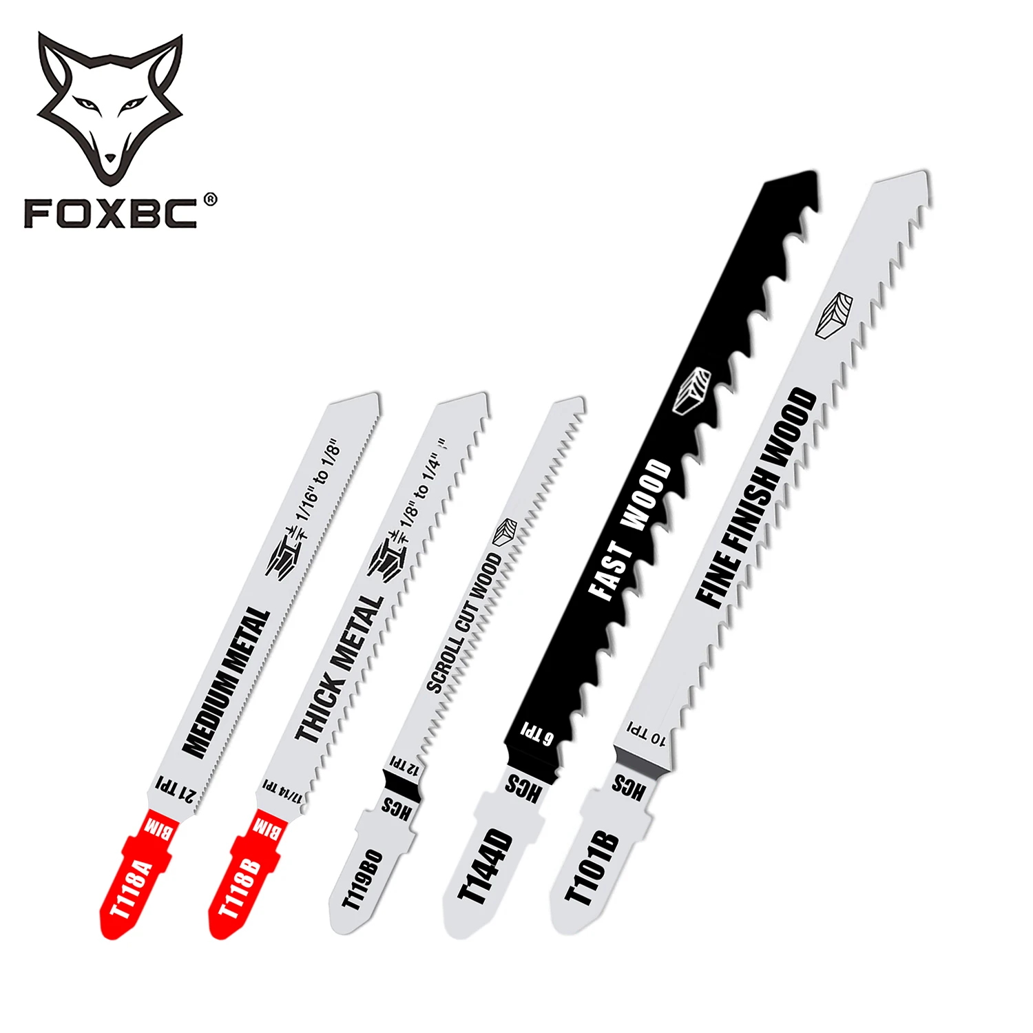 FOXBC T Shank Jigsaw Blades Set adatto a Dewalt, Bosch, Makita, Ryobi, artigiano, Skil, Dremel per il taglio di metalli in legno 22 pezzi