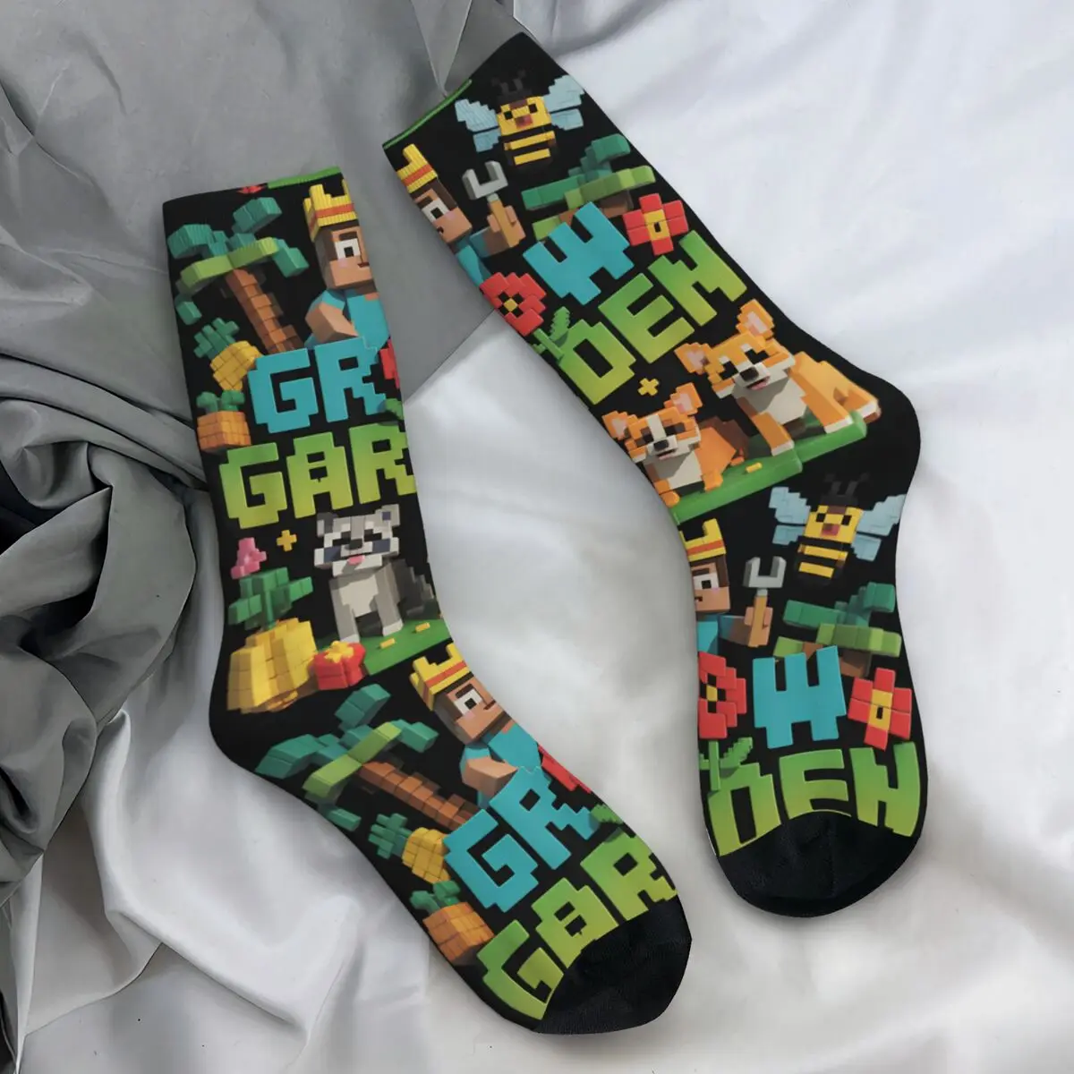 

Grow A Garden Pixel Animal Farm Adventure Socks Winter Stockings Vintage Men's Socks Graphic Outdoor Sports Anti Bacterial Socks