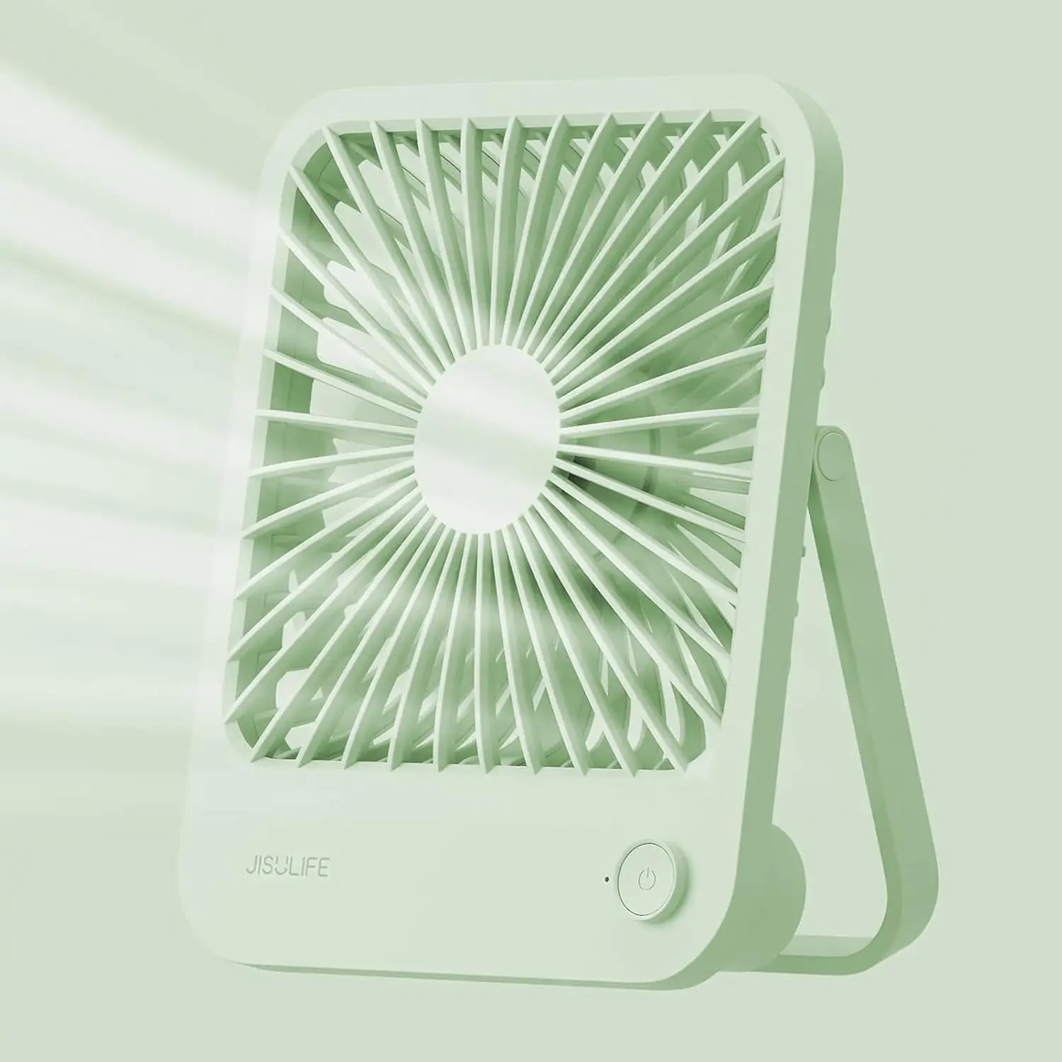 JISULIFE Petit ventilateur de bureau à piles, 180 °   Ventilateur portable pliable, 4 vitesses réglables ultra silencieux pour les voyages au bureau à domicile
