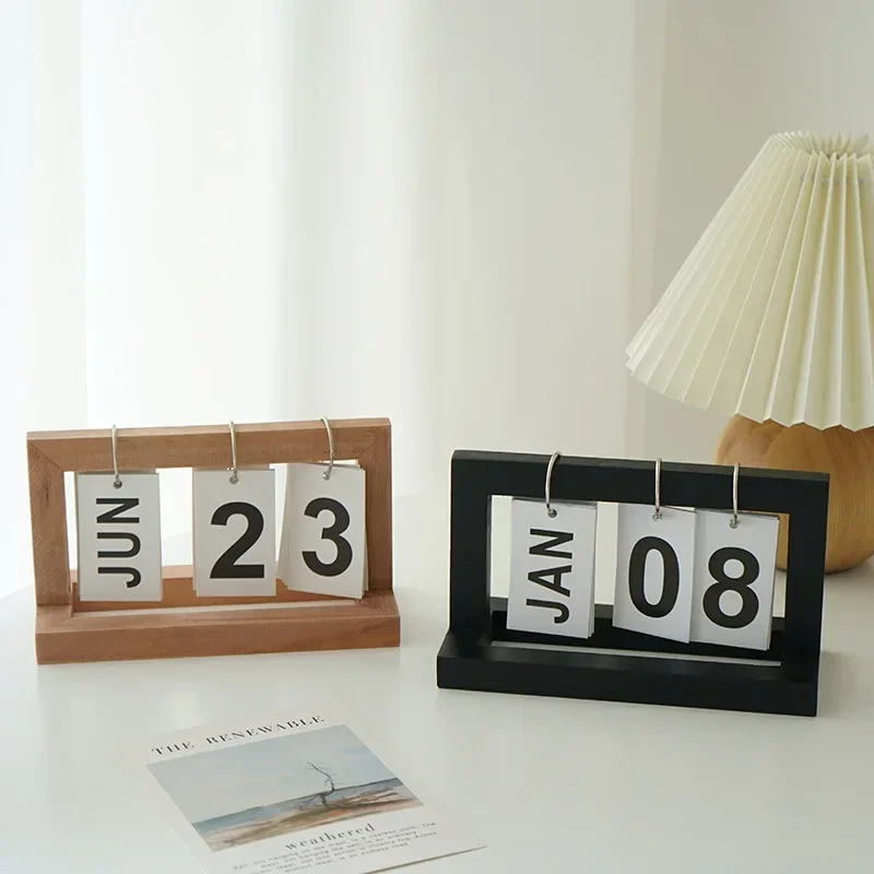 calendar ins style wooden flip calendar perpetual desktop decoration creative ornament stylish date display