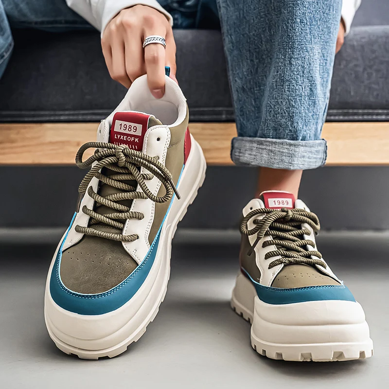 

Men's High-top Thick-soled Sports and Casual Shoes for Men. Trendy and Fashionable New Style Lace-up Sneakers for Teenagers.