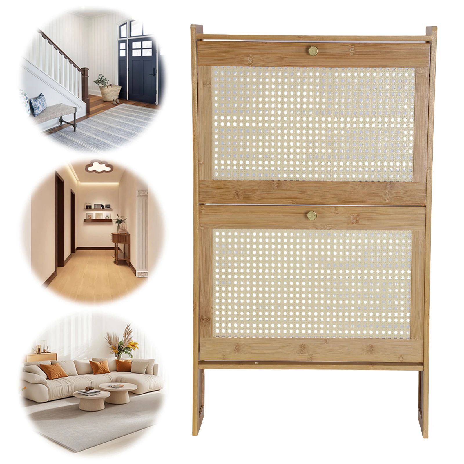 

Free Standing Shoe Rack with 2 Flip Drawers Shoes Storage Organizer Wear Resist Entrance Shoe Storage Cabinet for Indoor Outdoor