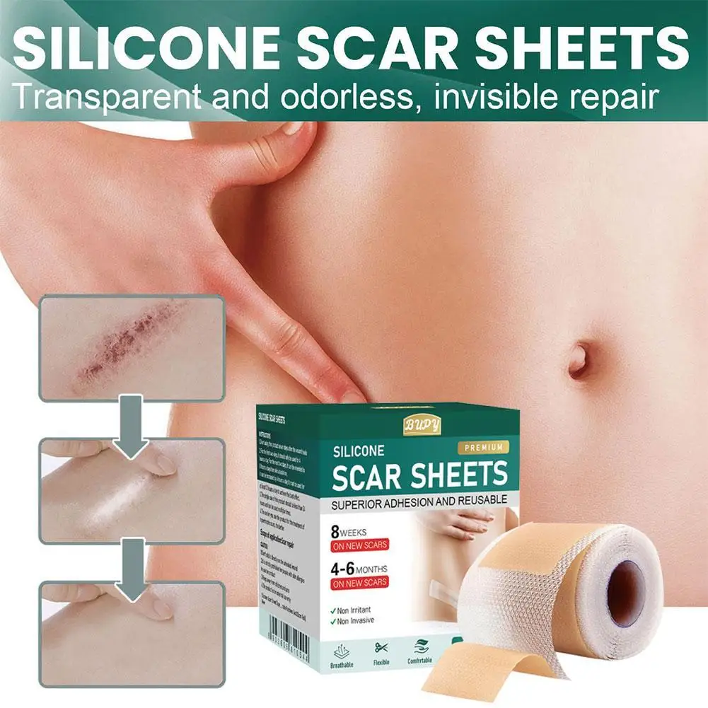 

1 Roll Silicone Scar Sheets Gel Scar Patch 4cmX150cm Self-Adhesive Scar Cover Tape Reusable And Effective Skin Care Strips
