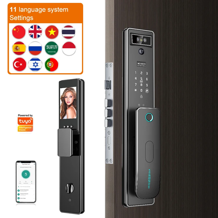 Wifi TTlock App Smart Biometric Lock Fingerprint Door Handle Digital Keyless Lock Face Recognition Smart Door Lock