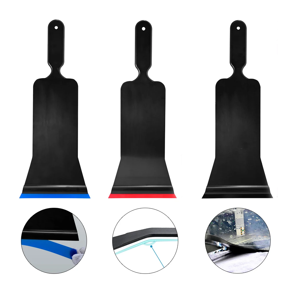 

FOSHIO 1/3pcs Long Handle Cleaning Squeegee Shovel Front Rear Window Tinting Scraper Bulldozer Carbon Fiber Vinyl Car Wrap Tool