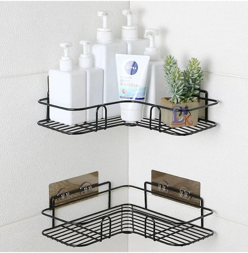 

1PC Non Perforated Iron Storage Rack Bathroom Washbasin Wall Mounted Toilet Bathroom Kitchen Storage Rack Bathroom Accessories