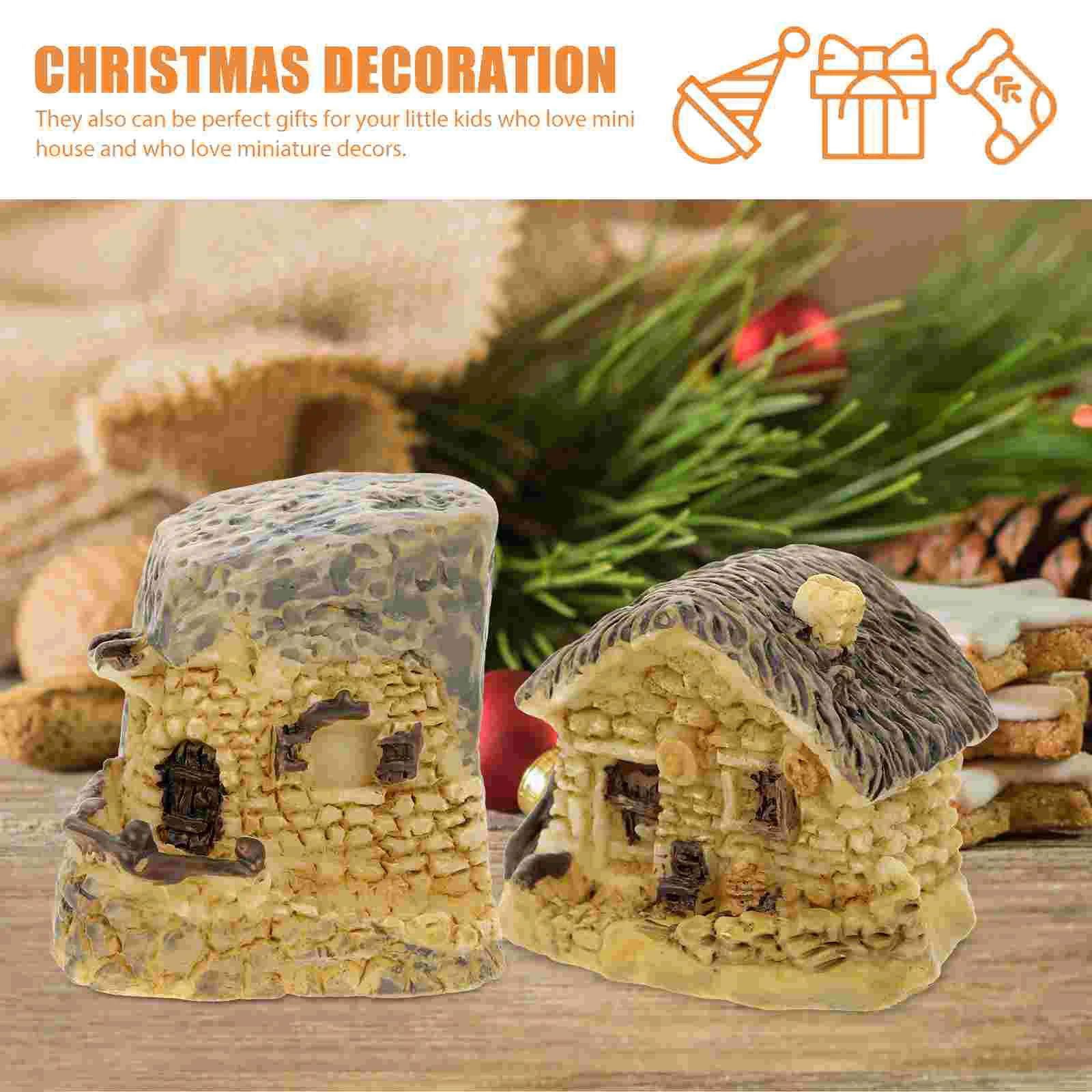 8 Pcs Home Decor Resin Small House Mini Landscape Ornament Photo Prop Mini-landscape Portable Crafts Tiny Miniature