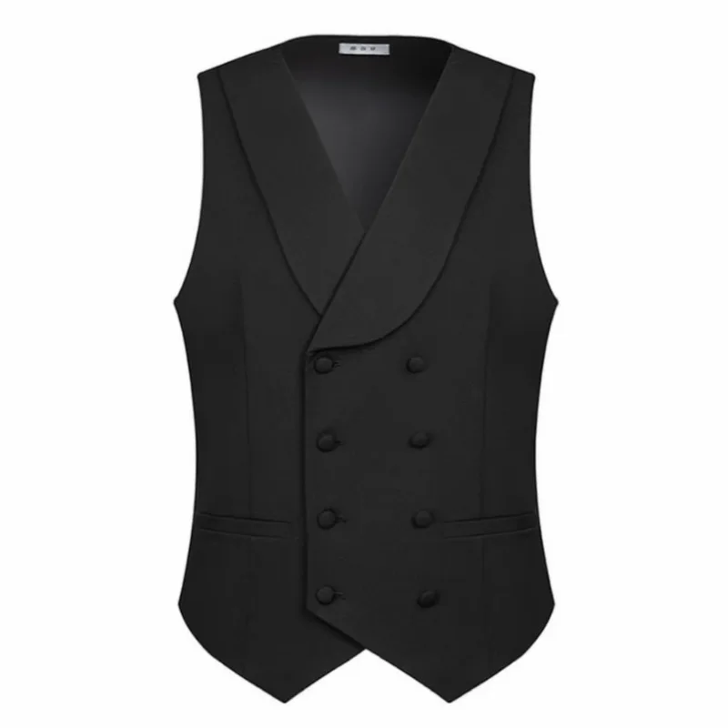 

KIDWHXR Men Suit Vest Turn Down Collar Double-breatsed Man Waistcoat Slim Simple Solid Color Breathable Versatile Male Vest