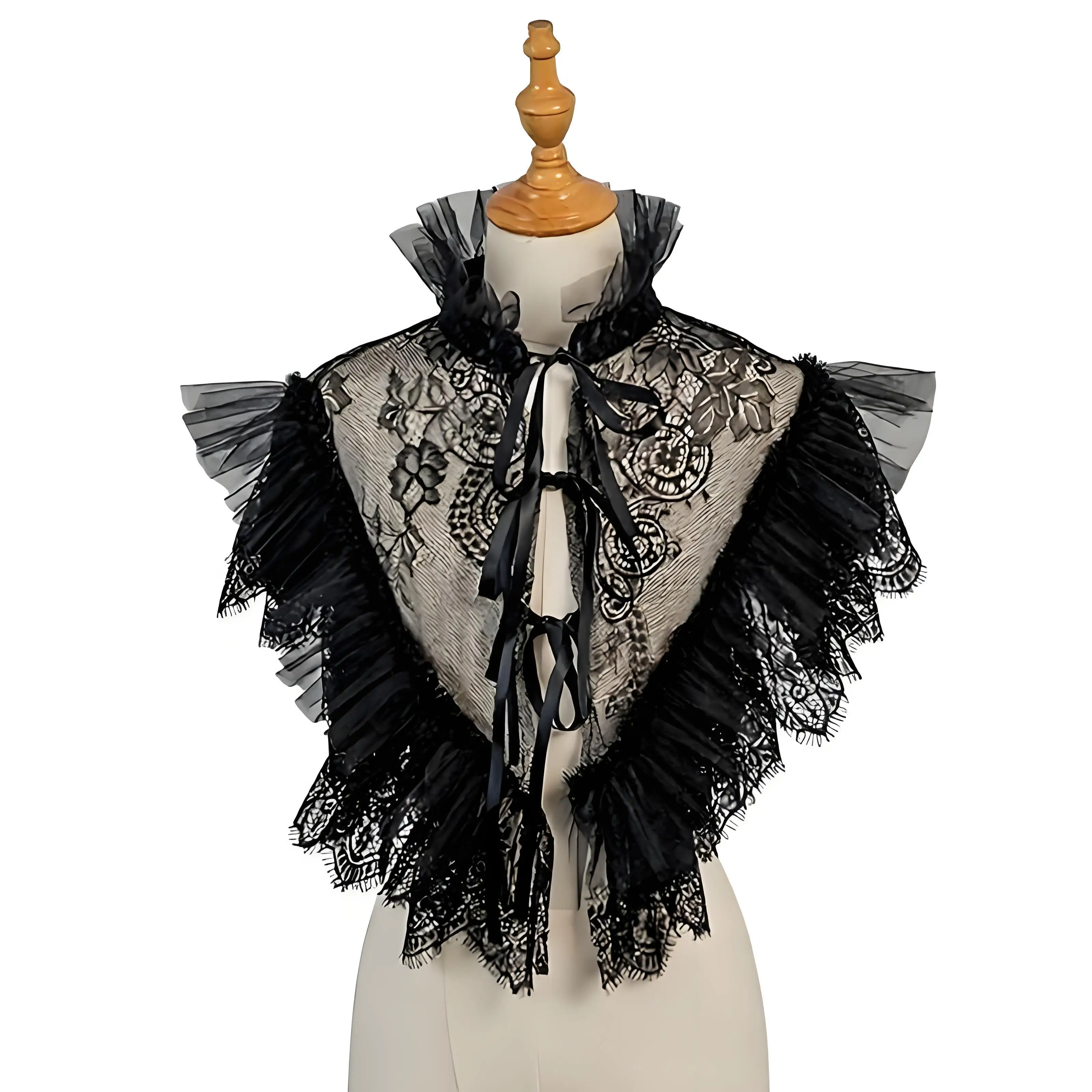 Gothic Lace Ruffle Shawl Cape Women Dark Witch Costume Doll Fake Collar for Masquerade Party Dress Retro Lolita Princess Capes