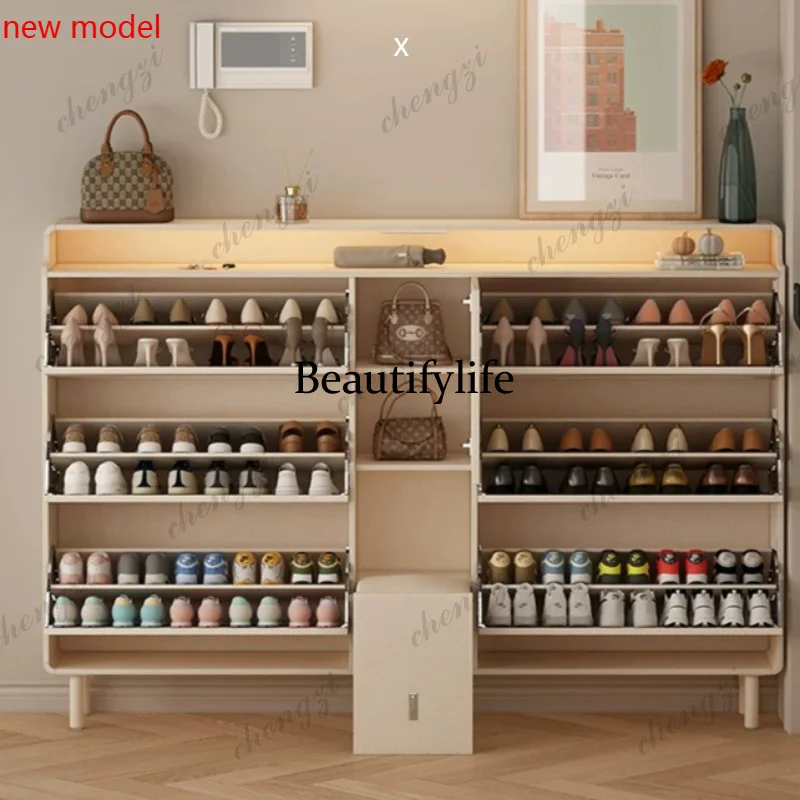 Zapatero de Balcón, Mueble de Almacenamiento para Entrada, Moderno Zapatero de Oficina, Zapatero Exterior de Nogal, Organizador, Muebles de Estilo Rústico DD182