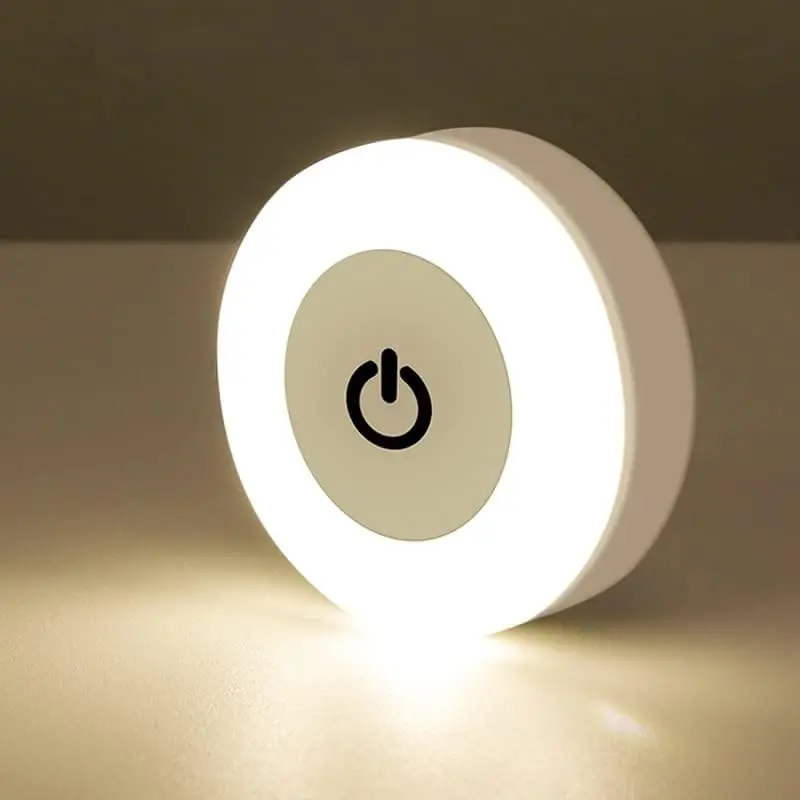 Led Light USB Rechargeable Magnetic Base Wall Light Round Portable Dimmable Night Light Interior Decoration Home Decorations