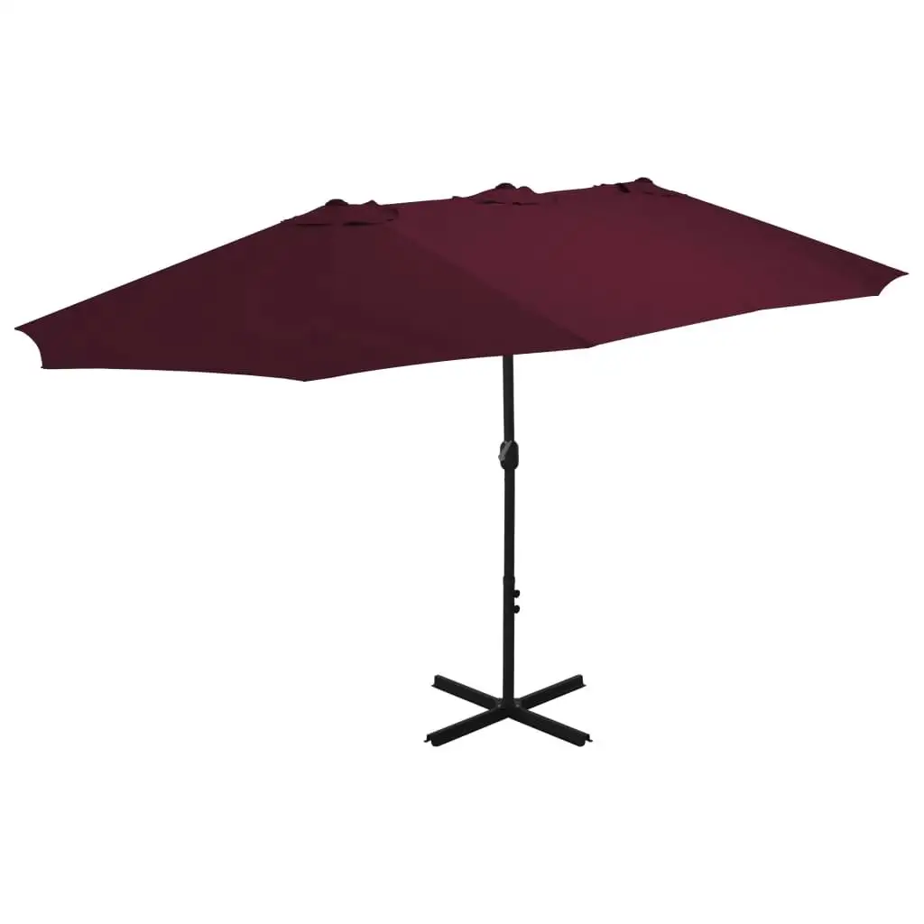 Aluminium Pole Garden Parasol 460x270 cm - Bordeaux Red Outdoor Umbrella