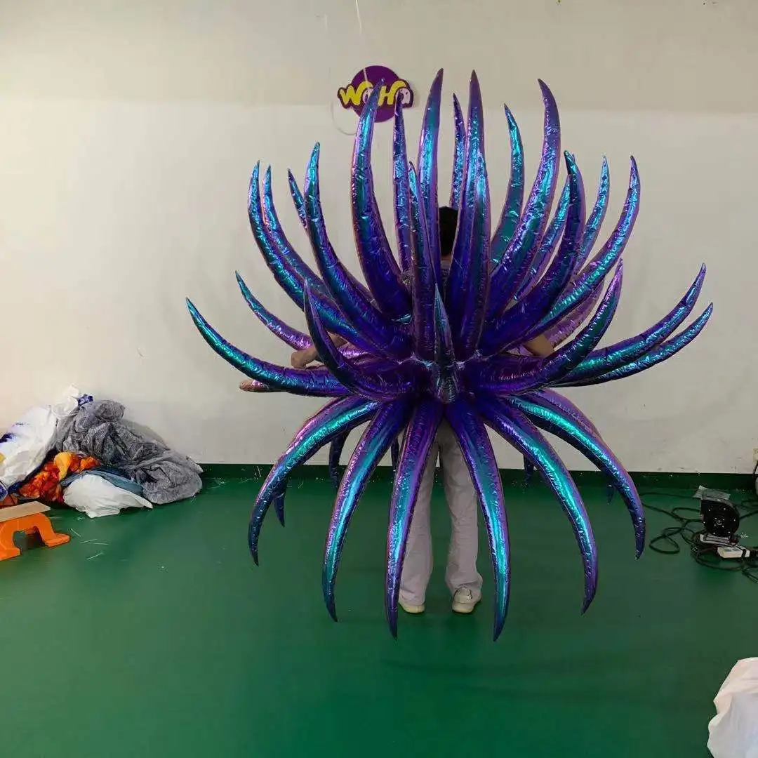 Giant Inflatable Flower Spike Costume Air Blow Shiny Costume Dress for Carnival Parade Walking Performance Props Event Advert