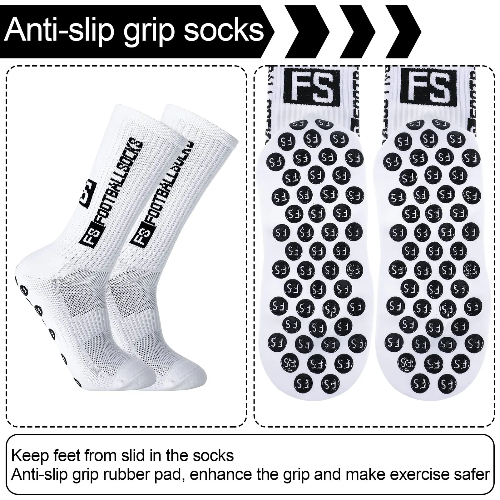Image 5: Nouvelles chaussettes de football antidérapantes à mi-mollet avec coussinets de maintien, respirantes, pour hommes et femmes