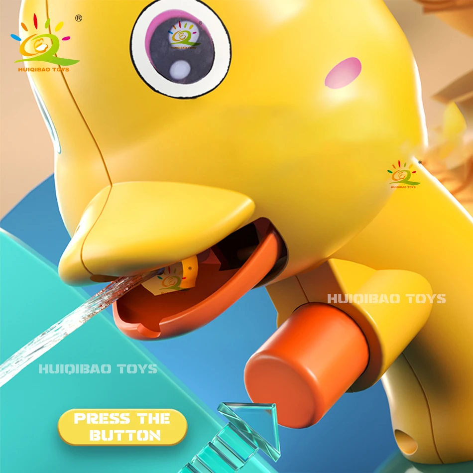 Huiqibao 2025 Leuke Cartoon Handleiding Eend Waterpistool Pistool Schieten Speelgoed Zomer Buiten Spelen Watersport Strand Speelgoed Voor Volwassenen Gift
