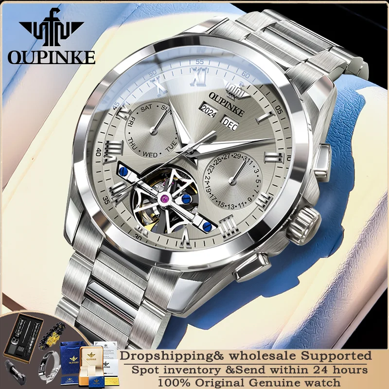 

OUPINKE 3281 Men's Fully Automatic Mechanical Watch Luxury Top Sapphire Mirror Waterproof Men's Business Watch Men's Gift Reloj