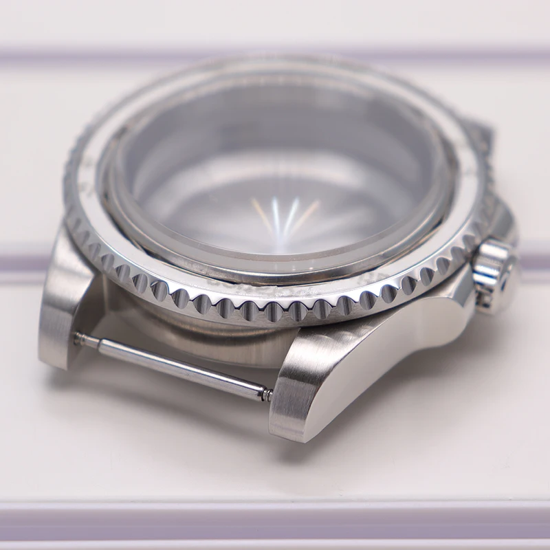 Silbernes 40mm Luxus-Uhrengehäuse Saphirglas für Seiko NH35 NH36 NH34 NH38 4R36 Eta2824 Miyota 8215 Uhrwerk 28,5mm Zifferblatt SUB GMT – Detail 10