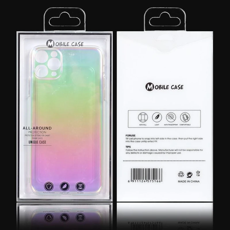 

4.7-6.9inch Ironed Silver Phone Case Packaging Box Iphone 16 Pro Max Phone Cover Plastic Box Phone Shell Neutral Packing Box