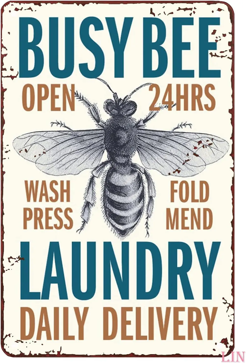 Laundry Decorations Bee Art Laundry Room Decor Washroom Laundry Sign Beekeeper Laundry Metal Sign Vintage Home Decor Rustic Alum