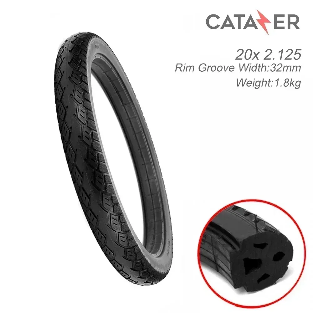 CATAZER 20 Inch Electric Bicycle Tires E-Bike Electric Tyres Wear-Resistant Solid Tire Without Inner Tube Tires 20 * 2.125 Size