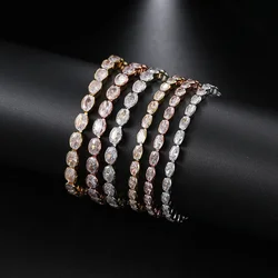 Oval Crystal Tennis Bracelets for Women Korean Fashion Gold Color Adjustable Zircon Chain on Hand Bangle Jewelry Friend Gift 207