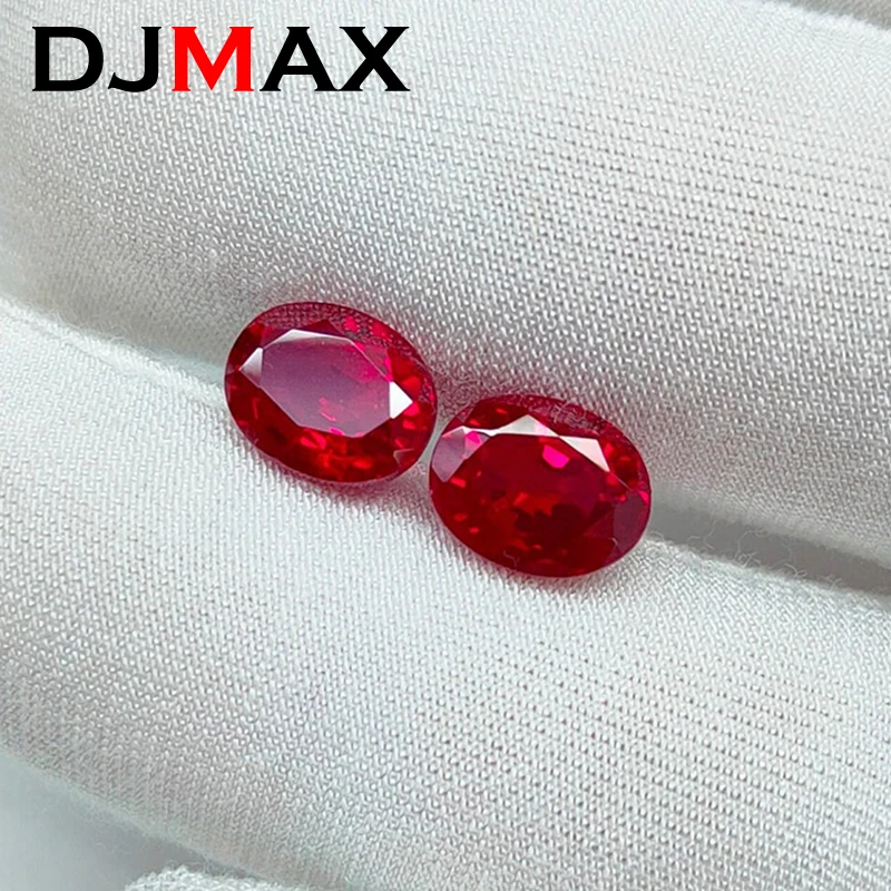 DJMAX Pigeon Blood Red Oval Ruby Lab Grown Ruby Loose Gemstones WIth AGL Certificate Top Quality Stones for DIY Jewelry Making