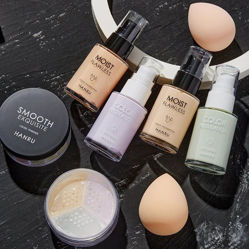 Makeup Isolation Cream Liquid Foundation Setting Powder Beauty Sponge Three-in-one makeup