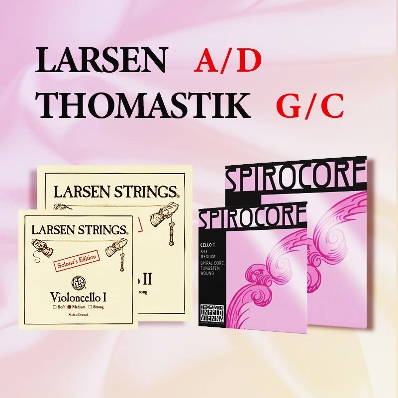 Struny do wiolonczeli Thomastik-Infeld SPIROCORE G/C S28 S29 S32 S33 LARSEN SOLOIST, struna A/D, rozmiar 4/4, pojedyncza struna.