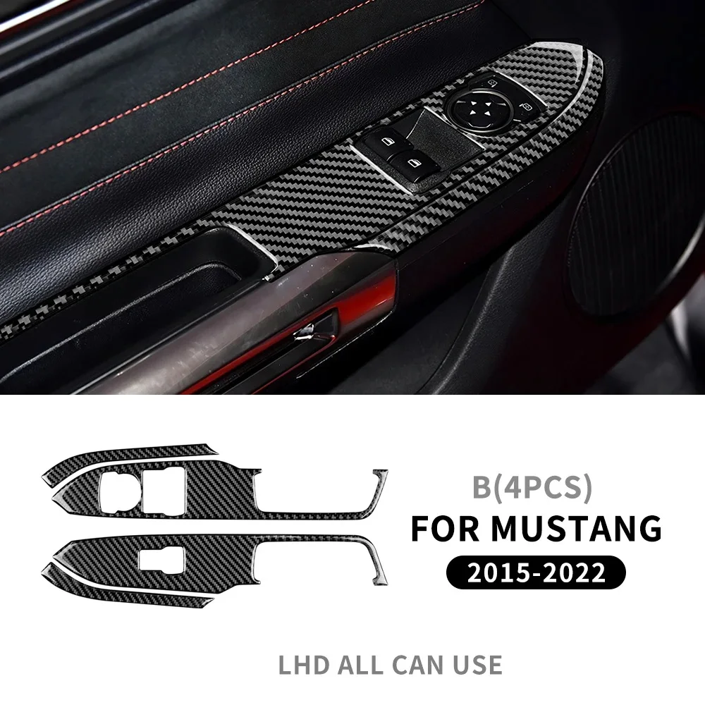 Real Carbon Fiber For Ford Mustang 2015 2016 2017 2018 2019 2020 2021 2022 2023 Car Panel Sticker Interior Trim Accessories