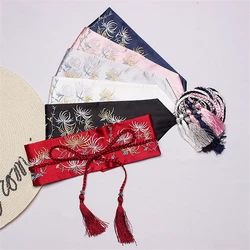 2022 nuova cintura da cintura Vintage per Hanfu/Kimono ricamato con frange allacciate da donna ampio corsetto in raso con nappa Obi