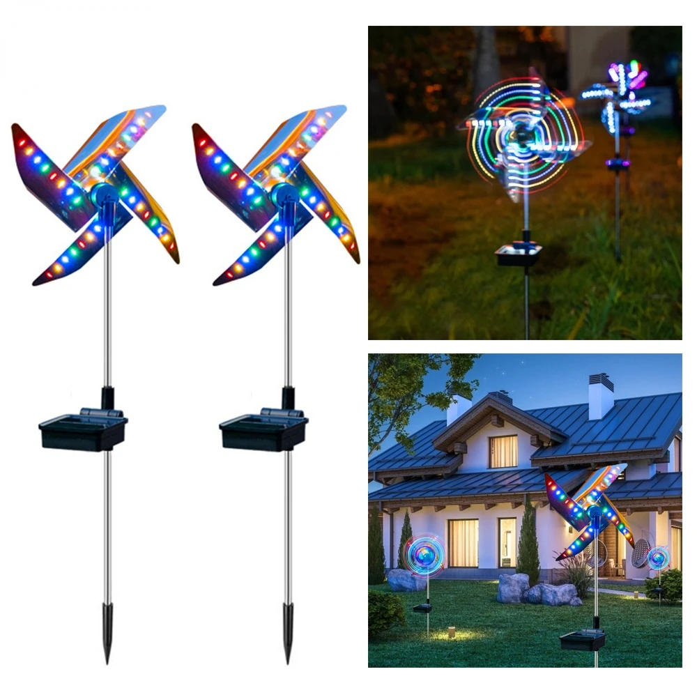 Waterproof Night LightSolar Powered Outdoor Windmill Lamp 32LED Light Garden Decor Windmill Holiday Lights Landscape Lights