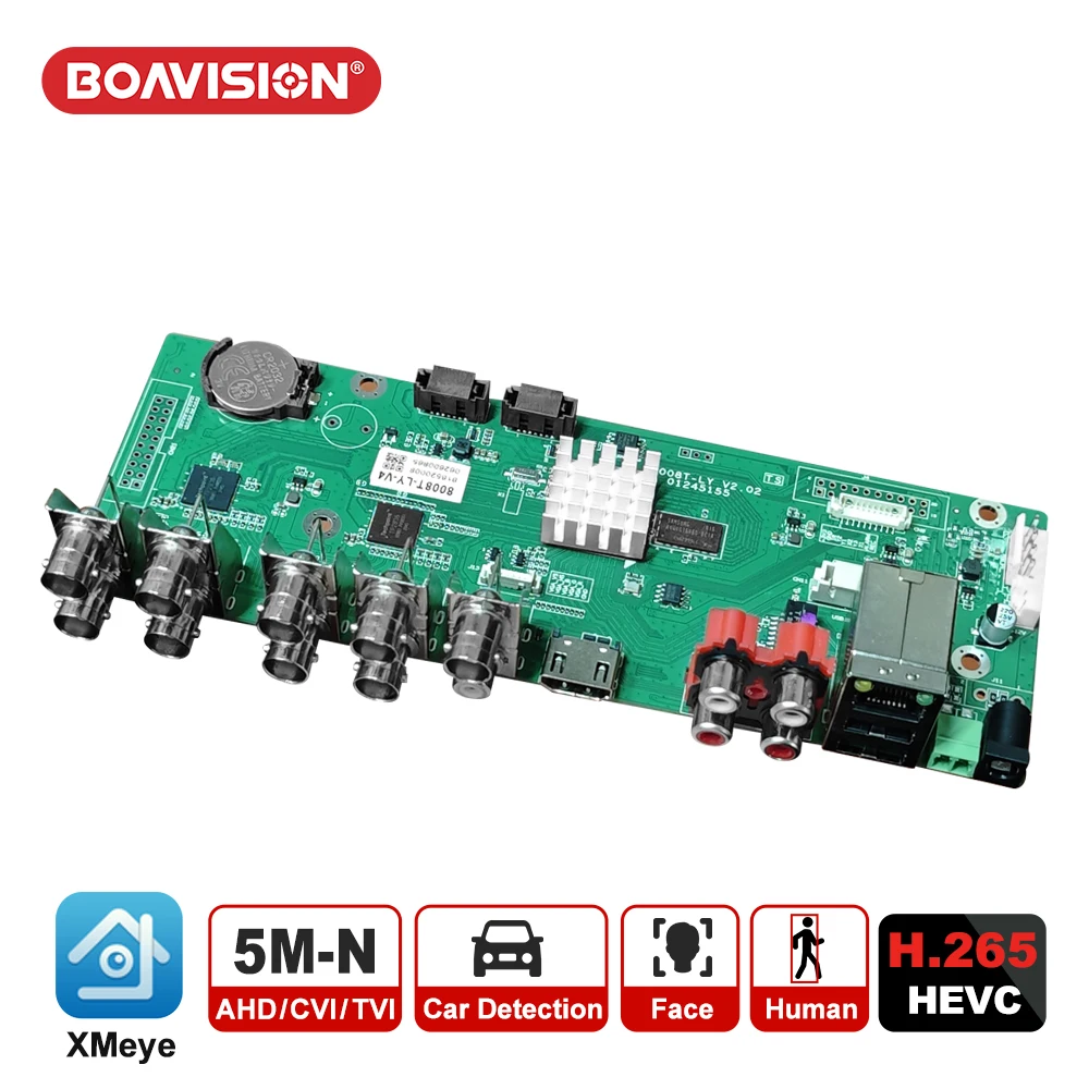 6 in 1 H.265 8ch 5MP-N AHD DVR Board for AHD 5MP 4MP 1080P 720P Camera Save Big RAM HDD Xmeye CCTV DVR Board AHD DVR