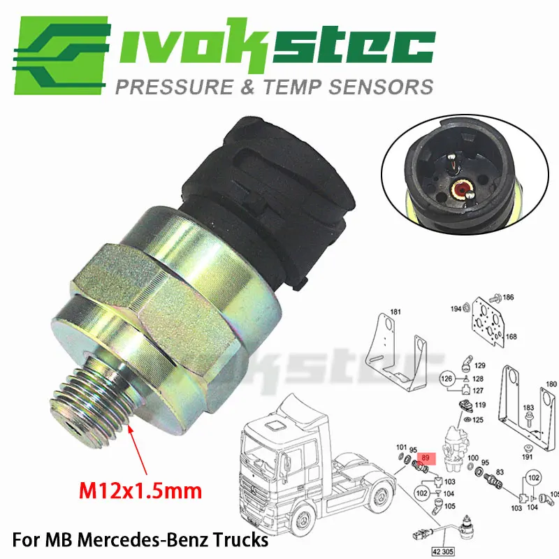 24V Brake Pressure Switch For MB Mercedes-Benz Trucks Actros Atego Econic Axor Zetros Antos Arocs Fit For Benz 1996- A0065451114