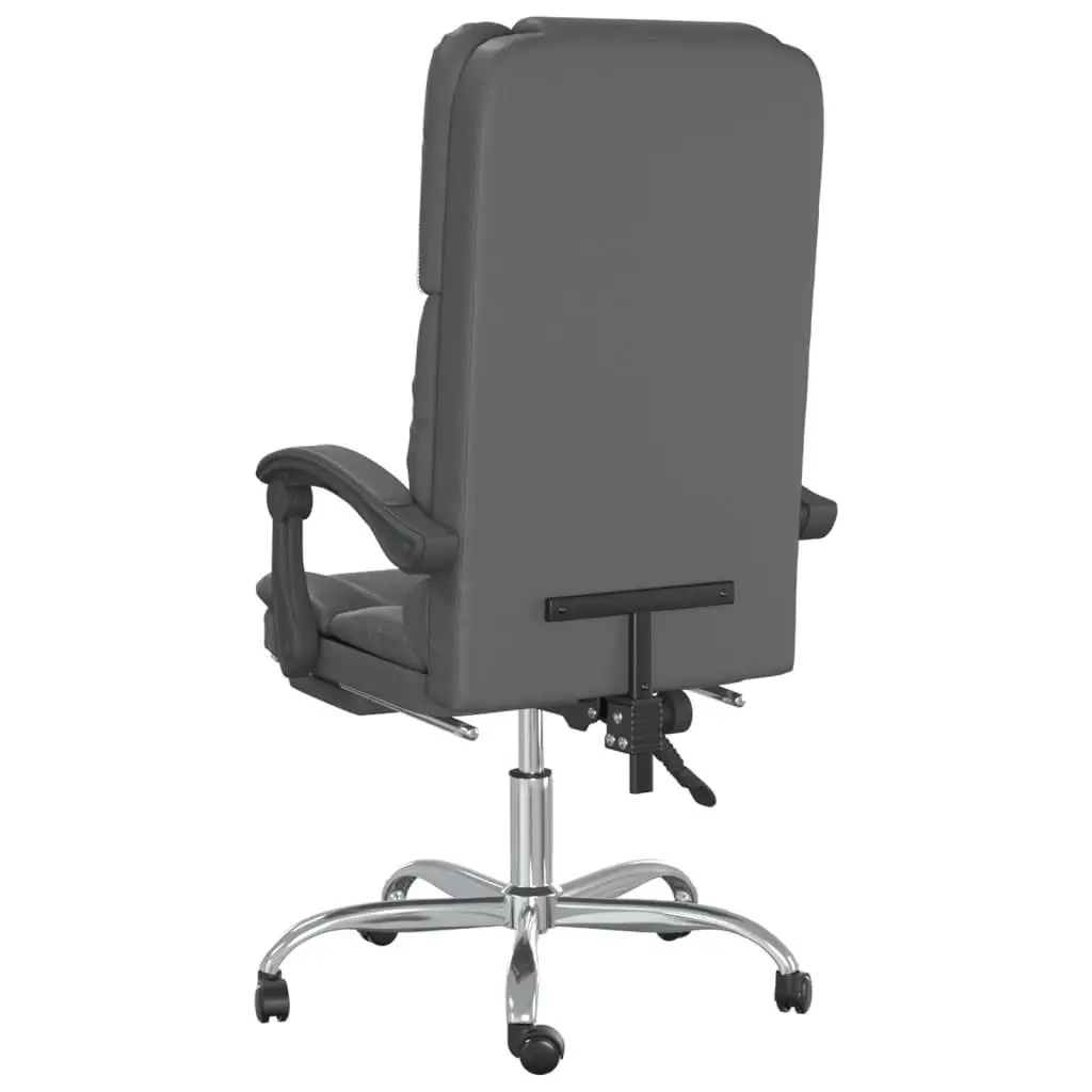 Silla de oficina reclinable ergonómica de masaje de piel sintética gris para mayor comodidad