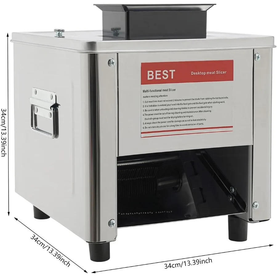 ماكينة تقطيع اللحوم الكهربائية بقدرة 850 وات مع شفرة من الفولاذ المقاوم للصدأ للاستخدام التجاري في تقطيع اللحوم والخضروات سميكة قابلة للتعديل